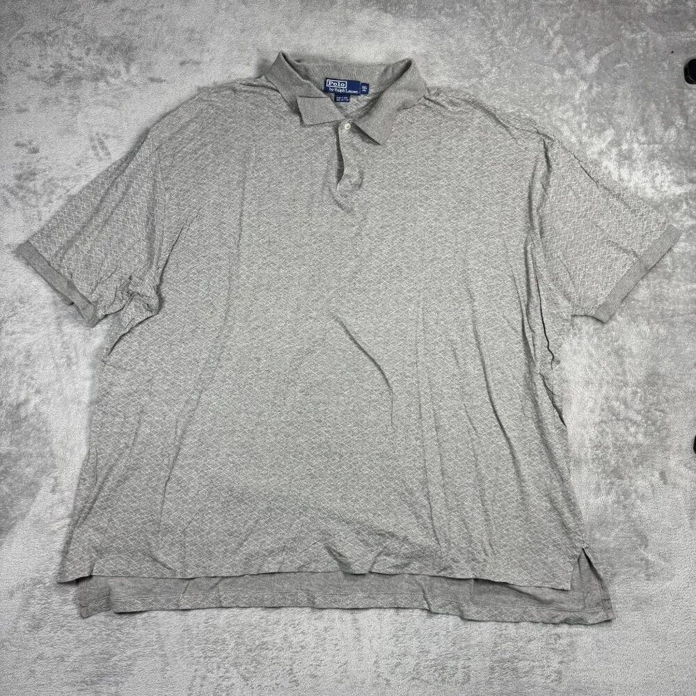 Y2K Polo Ralph Lauren Mens 3XB Gray Polo Shirt Business Casual Office Preppy